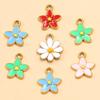 Gold Enamel Flower Pendant Charm for DIY Necklaces & Bracelets
