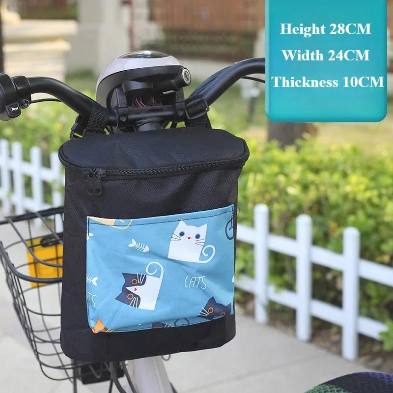 Versatile Oxford Fabric Bike Handlebar Bag Large Capacity Zippered Front Storage for Bike Electric & Motorcycles Bicycle Bag