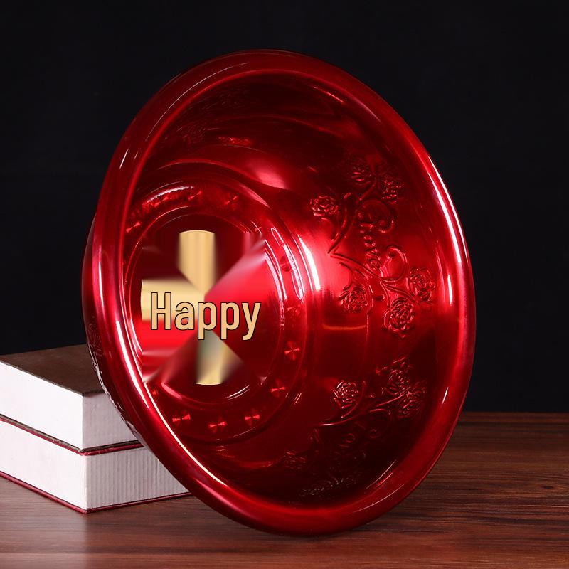 

Червоний весільний таз з нержавіючої сталі - Посаг нареченої Щасливий умивальник