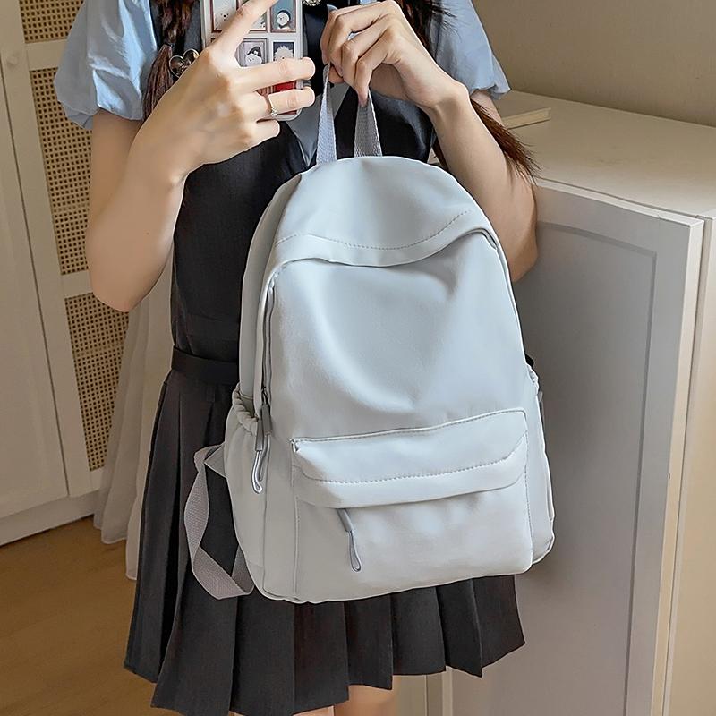 Solid Color Backpack Large Capacity Student School Bag College Style Backpack