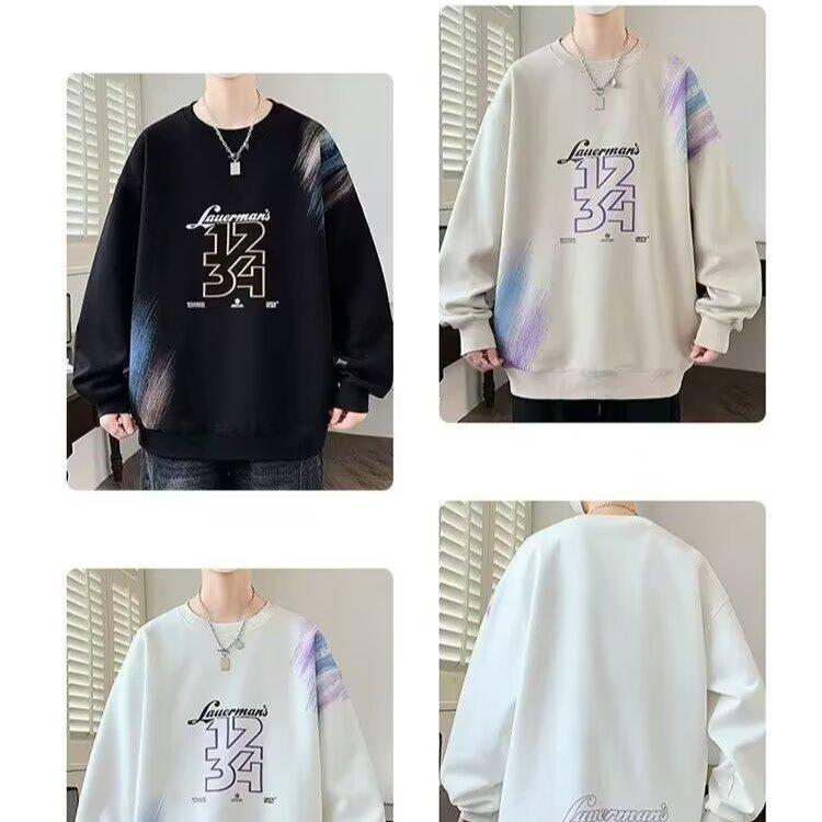 Men s Korean Style Fleece-Lined Sweatshirt - New Round Neck, Loose Fit, Chic Hong Kong Style, Hoodless, Trendy. 2XL