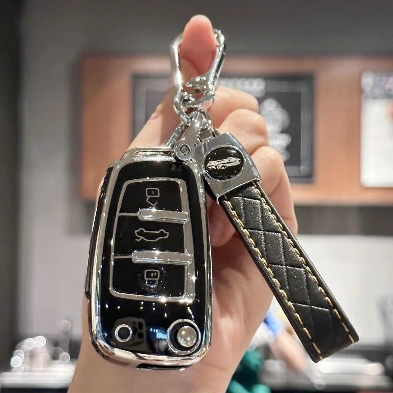 

Чехол для автомобильного брелока с брелком из искусственной кожи для A1 A3 Q3 Q7 R8 A6L TT