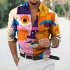 Fashion Long Sleeve Lapel Button Up Plus Size Shirt Men 3d Print Blouse