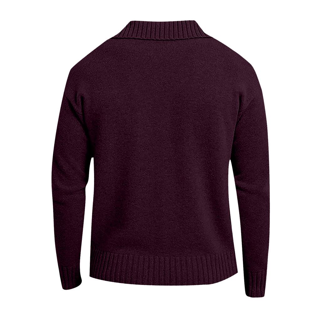Men Winter Long Sleeve Solid Knitted Sweater Pullover Tops Blouse T Shirt
