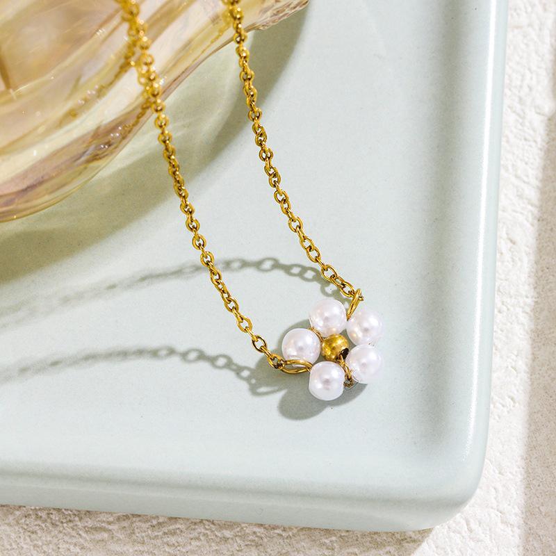 Handmade Boho Flower Beaded Bracelet Set with Stainless Steel Chain