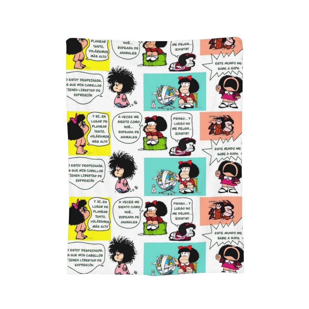 Cute Mafaldas Cartoon Blanket Cover Flannel Anime Lightweight Throw Blanket for Airplane Travel Bed Rug