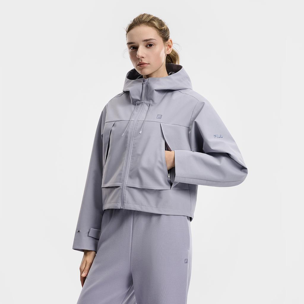 FILA Fitness Minimalist Fashion Classic Sports Training Gym Casual Comfortable Versatile Short Loose Hooded Woven Jacket Women jackets A11W611705FGY