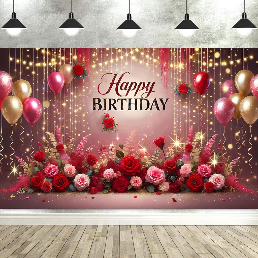 Dewprint Happy Birthday Backdrop Banner for Women Party Decorations Photoshoot Photography Background Curtains Screen Props