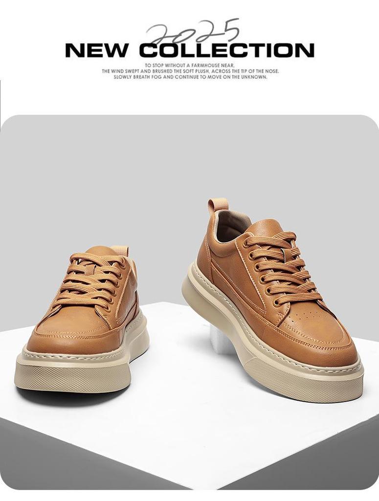 Men's Trendy 2025 Autumn Skate Shoes: Lightweight, Thick Sole, Casual White Sneakers