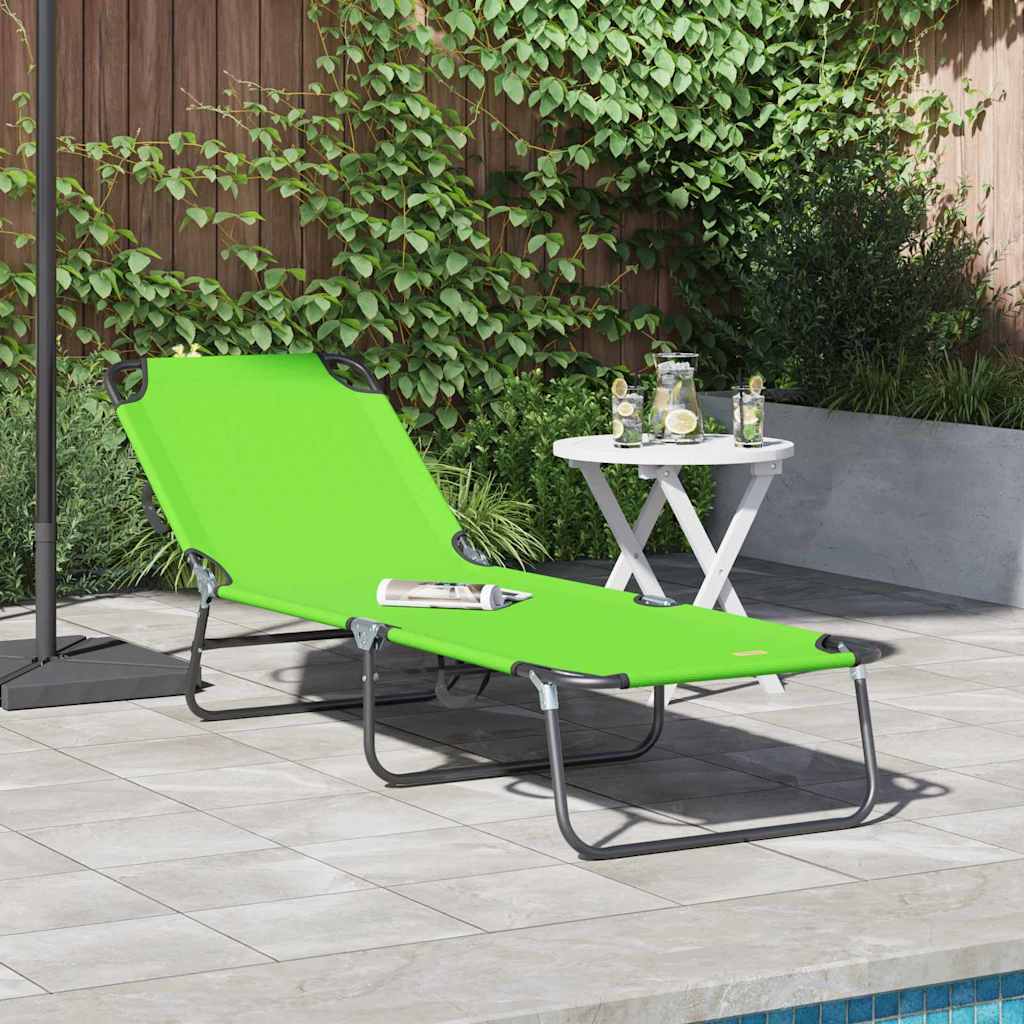 Foldable Sun Lounger Green 188 x 57 x 86.5 cm Polyester