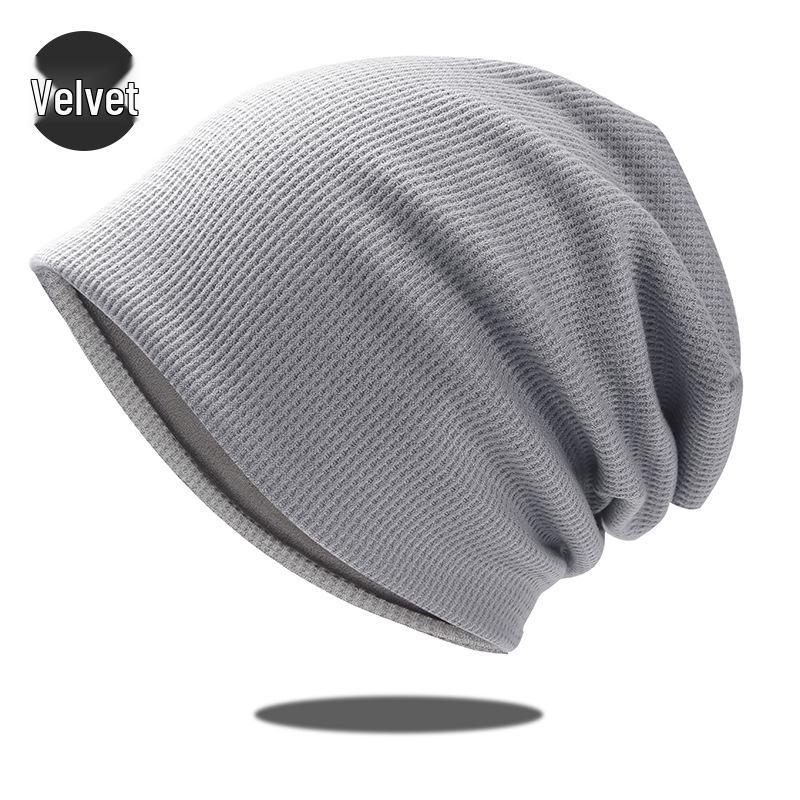 Unisex Winter Fleece-Lined Knitted Slouchy Beanie for Large Head Sizes