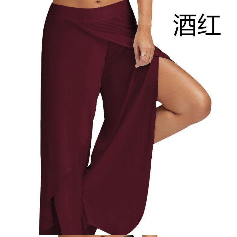 High Waist Wide Leg Yoga Pants for Women Lightweight Breathable Loose Fit Stretchy Workout Trousers with Side Slit and Elastic Waistband