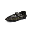 Sheepskin Mary Jane shoes 2025 spring and summer new women's casual single shoes hollow mesh breathable flat bottom shallow mouth women's shoes