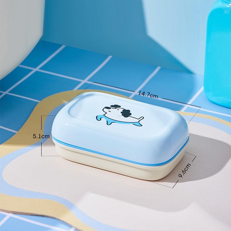 Cartoon Tragbare Seifenschalen Doppellagige Plastik-Seifenbox Haushalts-Badezimmer Ablage Seifenschale Badezimmer-Seifenbox Mit Deckel