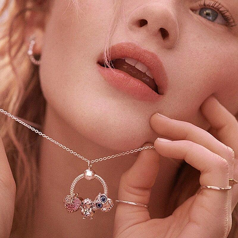 S925 Sterling Silver Color Necklace Collocation Pendant Moments Charms Bead For Women Fit Bracelet