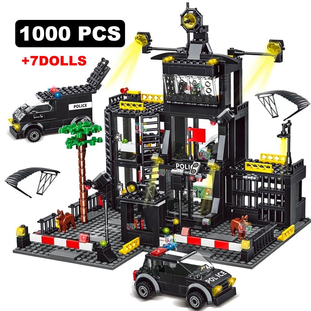 

SWAT Полицейский участок Военный Город Модель Набор Тюремная Машина Полицейский Лодка Фигурки Модель Строительные Блоки DIY Игрушка для Детей Мальчиков Подарок