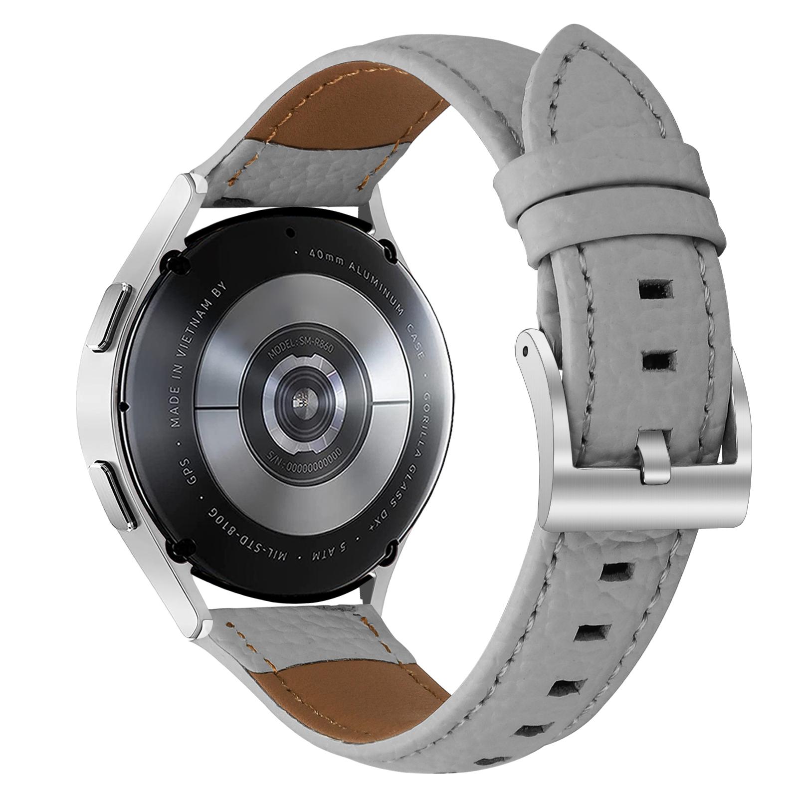 Litchi Texture Genuine Cow Leather Strap for Huami Amazfit Active 2 Square/Active 2/GTR Mini Pointed-End Watch Band with Silver Buckle