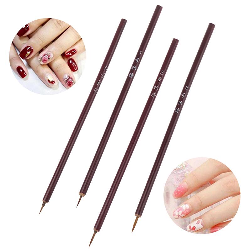 Tırnak Araçları Bambu Saplı Nail Art Resim Fırçaları Tırnak Astar Fırçası Kalem Macinure