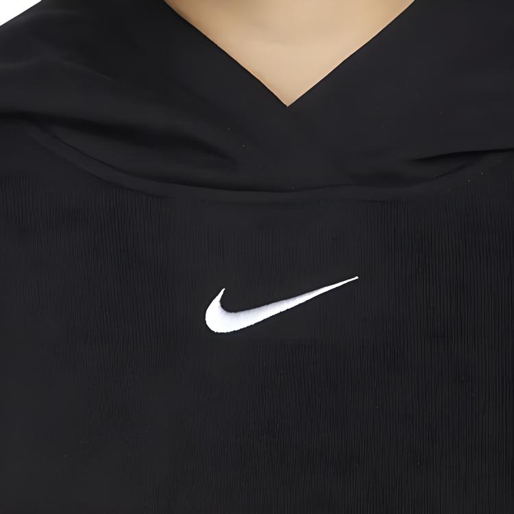 Nike Sportswear Color-Block Fleece Crop Hoodie Women Hoodie Black White DM6360-010