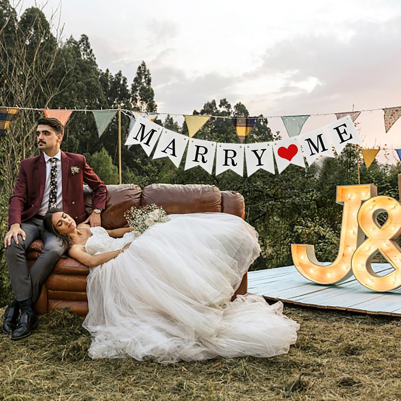 Vintage Wedding Just Married Bunting Banner Bridal Shower Photo Booth Props Rustic Wedding Party Decoration Supplies
