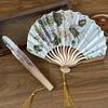 1pc Elegant Vintage Chinese Ink Wash Folding Fan with Floral Design & Tassel - Portable Handcrafted Dance Accessory for Women/Men