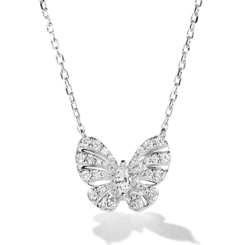 Korean Style Luxury Butterfly Zircon Necklace for Girls – Trendy Clavicle Chain with Niche Design