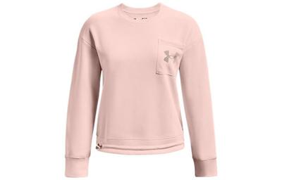 Under Armour Rival Mesh Fleece Lined Round Neck Pullover With Chest Pocket Sweatshirt Winter Women's Pink 1365847-685