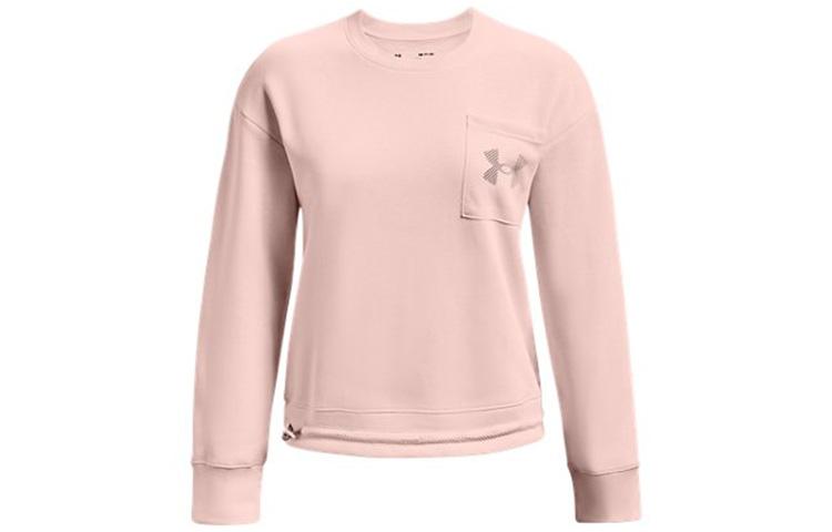 Under Armour Under Armour Rival Mesh Fleece Lined Round Neck Pullover With Chest Pocket Sweatshirt Winter Women s Pink 1365847-685 M