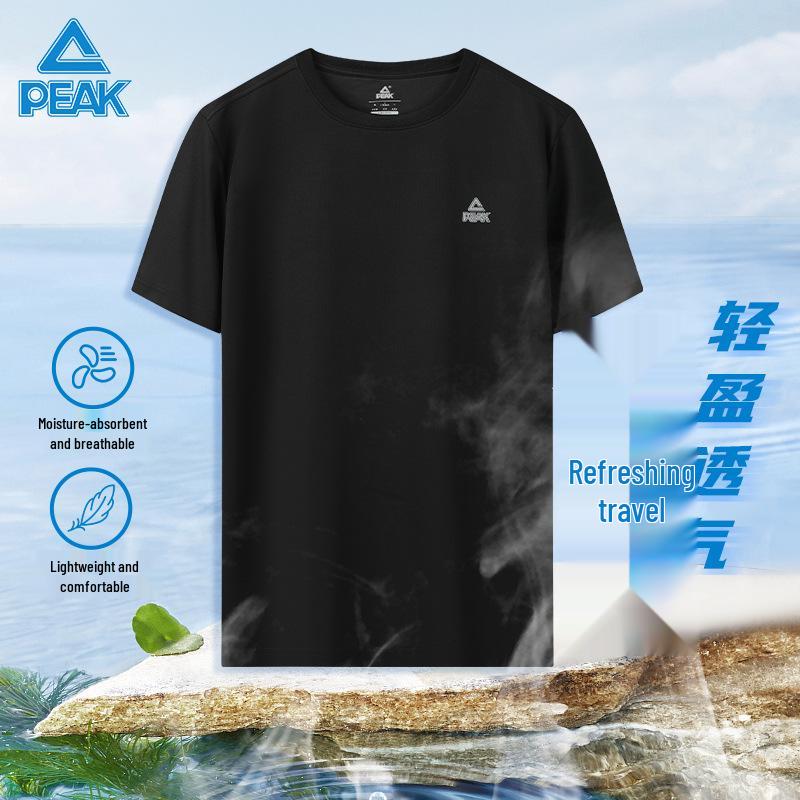 PEAK Men's Quick-Dry Short Sleeve Summer Sports T-Shirt - Comfortable & Loose for Casual Running & Fitness