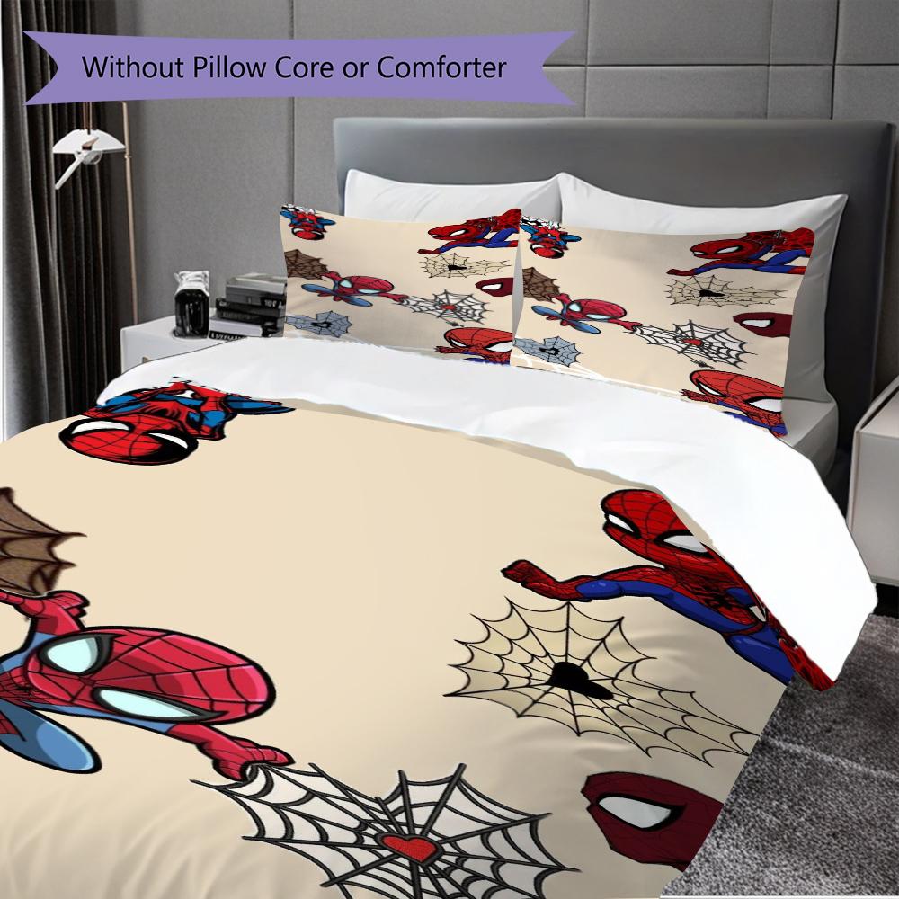 1PC Spider-Man Pattern Bedding Quilt Set Quilt Cover Pillowcase Home Decoration Birthday Gift (1 * Duvet Cover + 2 * Pillowcase, Without Core)