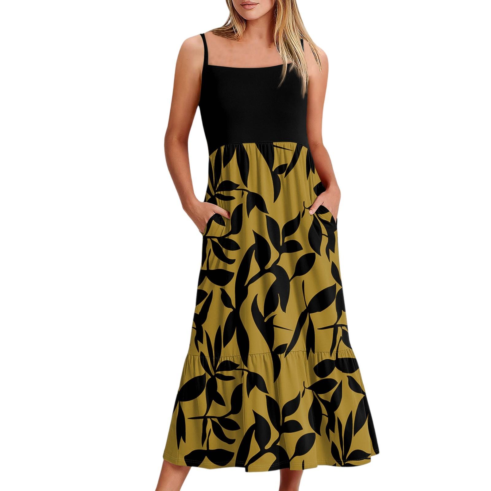 

Жіноча довга пляжна повсякденна елегантна максі-сукня на тонких бретелях з квітковим принтом, стримана, струмлива, богемна сукня L