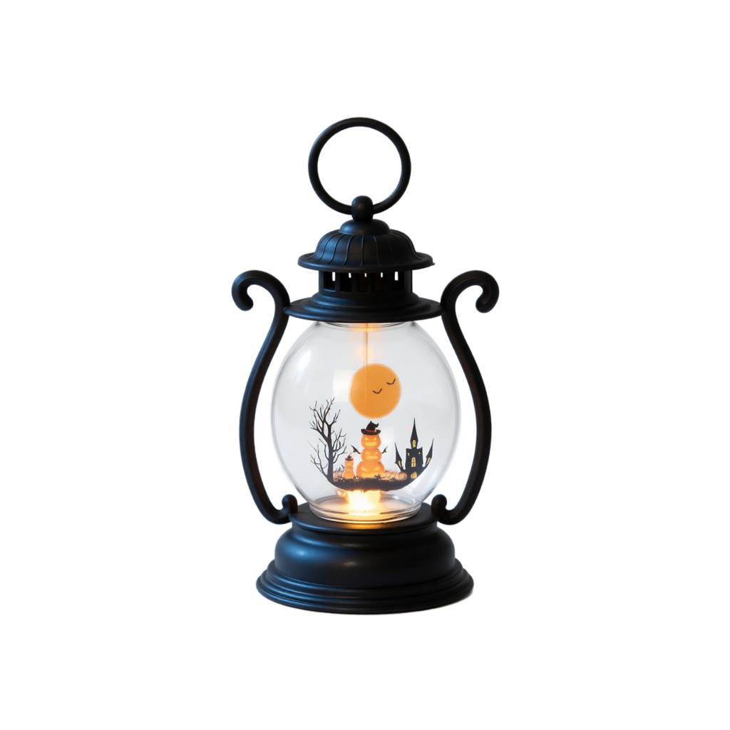 Vintage Oil for Halloween Decorations - Retro Antique Tabletop Lamp with Handle for Indoor Outdoor Use