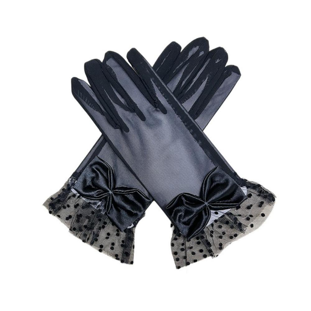 

Sexy Lace Gloves Bowknot Driving Mittens New Short Gloves Party червоний