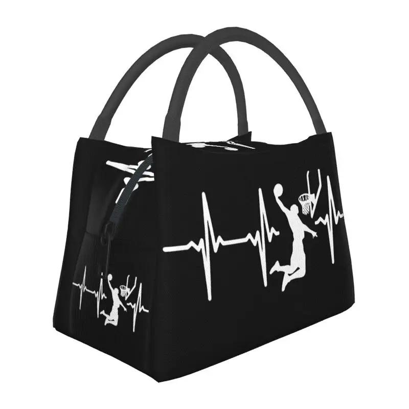 Herzschlag Basketball Isolierte Lunchtaschen für Damen Sport Wiederverwendbare Kühltasche Thermische Lebensmittel Lunchbox Outdoor Camping Reise