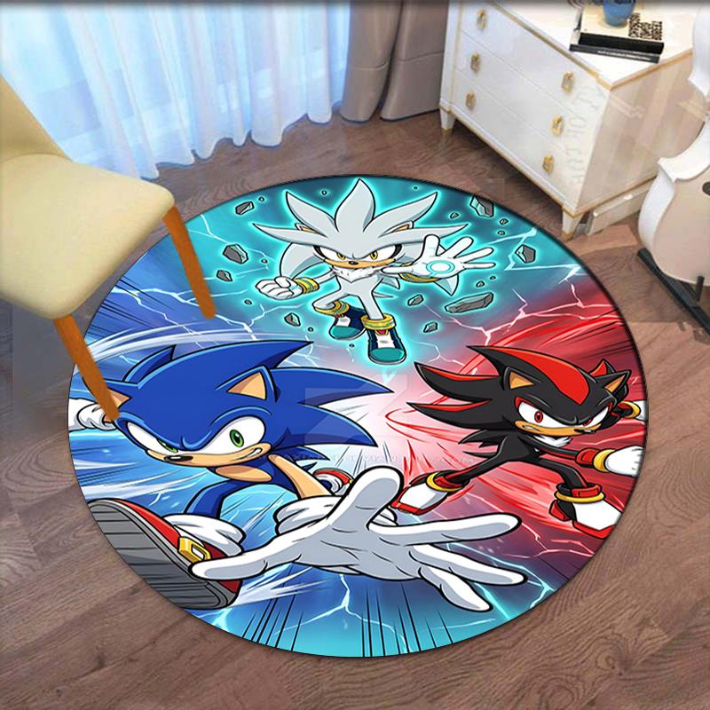 Sonic Printed Round Rug Carpet Chair Rug Area Rug Entryway Doormats,for Office Chair Living Room Bedroom Kitchen Room.