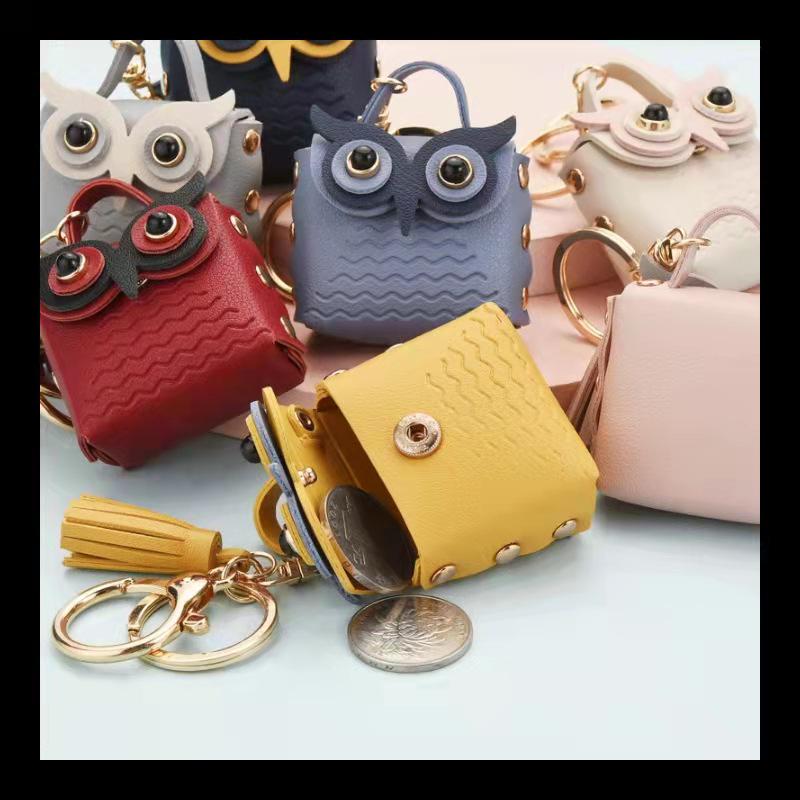 Korean Tassel Owl Coin Purse & Keychain – Trendy Cartoon Earphone Bag Charm