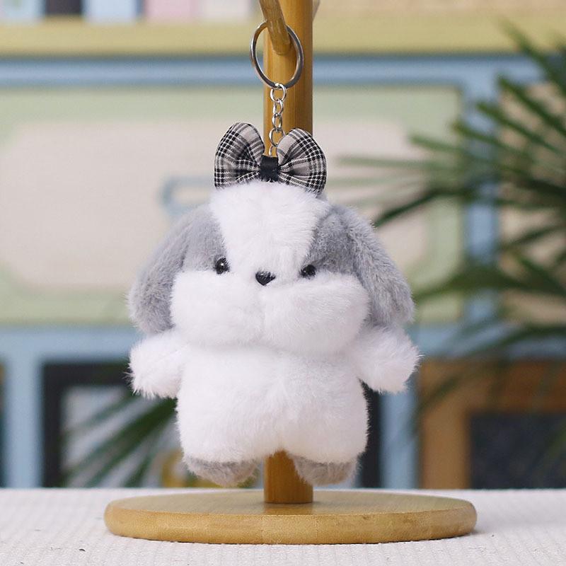 Plush Dog Charm Toy With Cartoon Bow For Wedding Decor And Gift Use