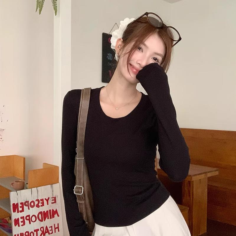 Women's Slim Fit Long Sleeve Round Neck Base Layer T-Shirt