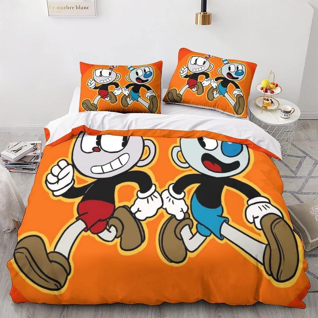 The Cuphead Show Bedding Set,Game Duvet Cover 3D Print Quilt Cover Pillowcase king Queen Size Girls Boys Adult Birthday Gift