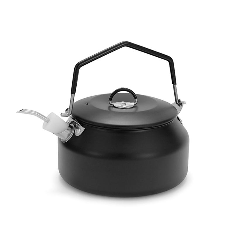 1 Litre Camping Kettle with Foldable Handle Fast Heating Gas Teapot Outdoor Lightweight Whistling Stainless Steel Kettle