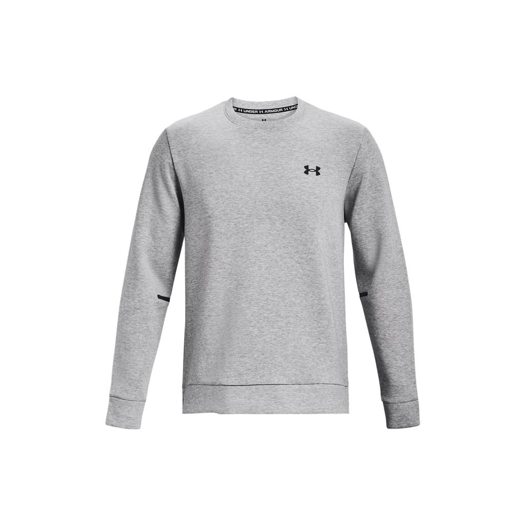 Under Armour Unstoppable Fleece Crew Logo Print Pullover Long Sleeve Sweatshirt Men Sweatshirt Gray 1381688-011