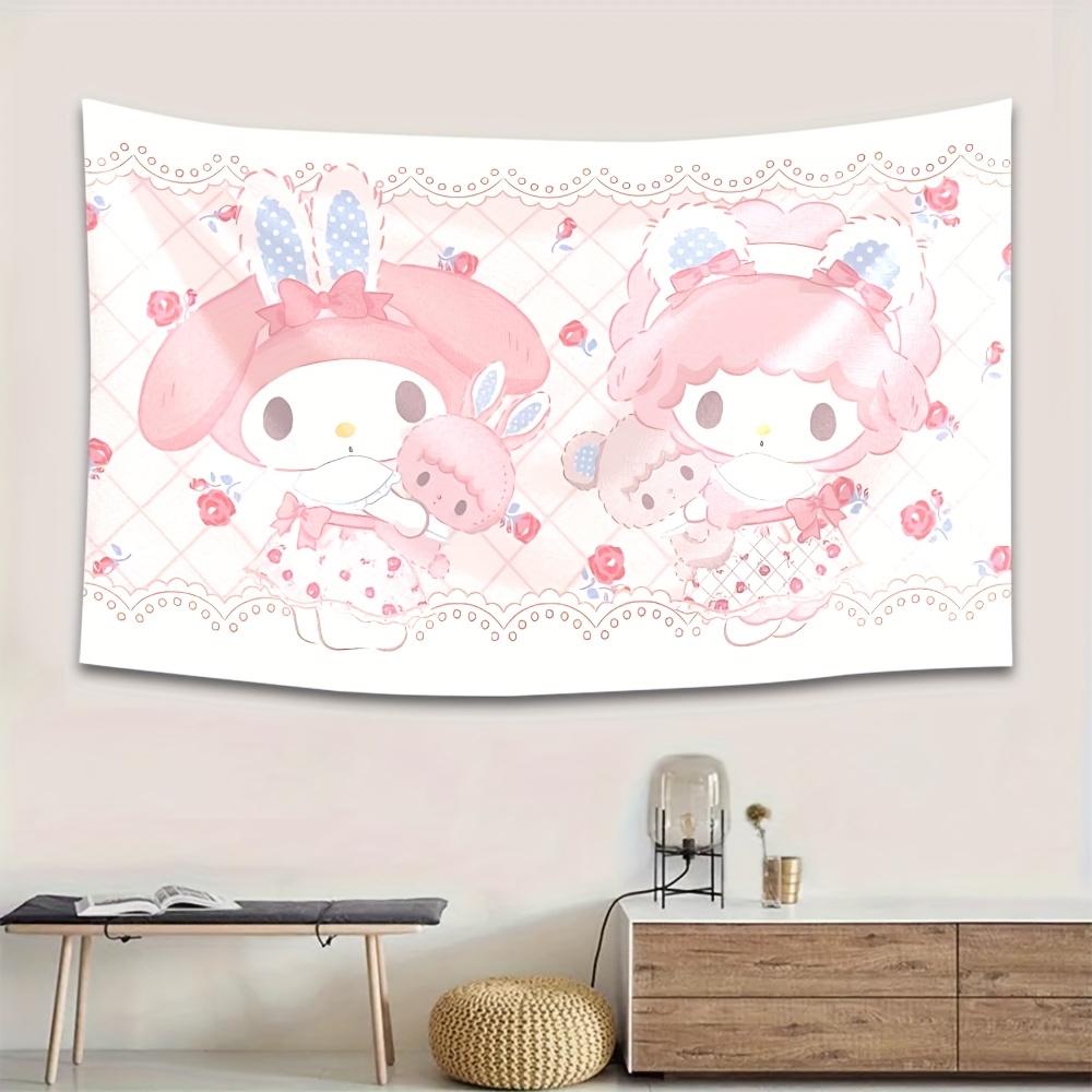 

1 шт. Sanrio Моя Мелоди Кавайная Розовая Гобеленовая Ткань Полиэстер 2D Печать Настенное Искусство для Спальни Гостиной Декор Подарок 74x94cm(29x37in)