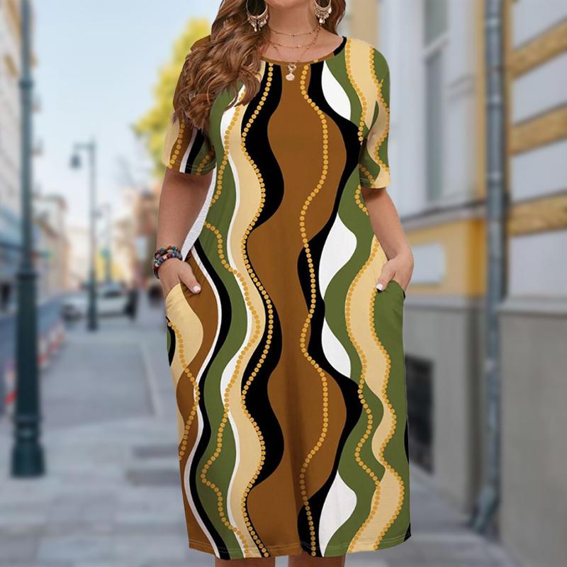 

Женская мода Изящные Ретро Платья с Цветочным Принтом Летние Весенние С Коротким Рукавом Круглый Вырез Повседневные 8XL жёлтый