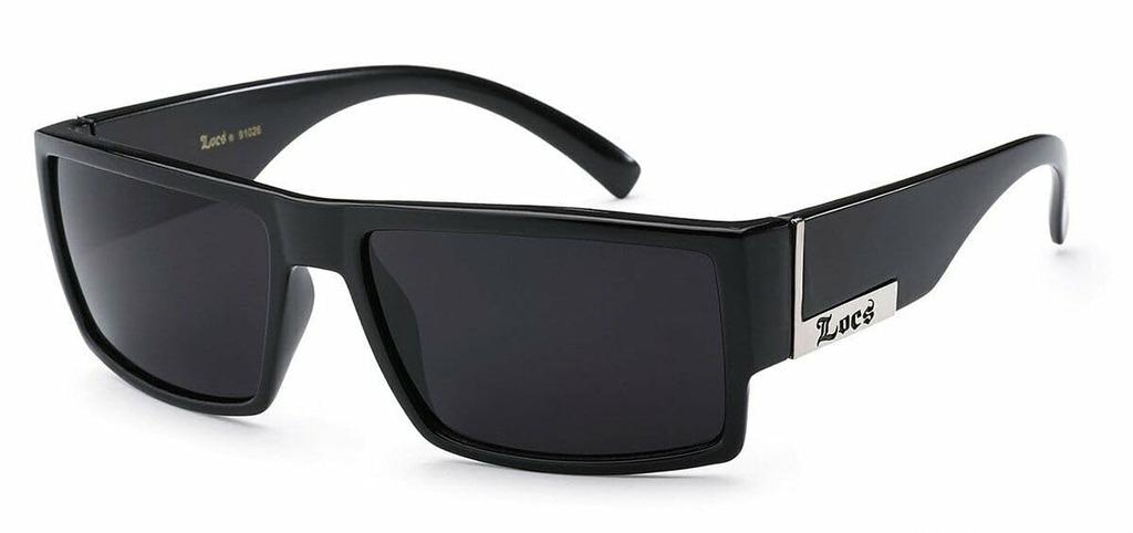 Locs Flat Top Gangster Black and Silver 91026 Men's Sunglasses, Frame,