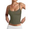 Women Adjustable Spaghetti Strap Cami Top V Neck Sleeveless Solid Color Crop Tank Tops Daily Casual Wear