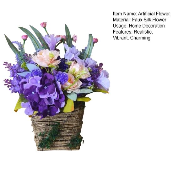 Artificial Flower Basket Farmhouse Floral Arrangement Rustic Faux Wildflowers for Outdoor Front Porch Spring Home Decor