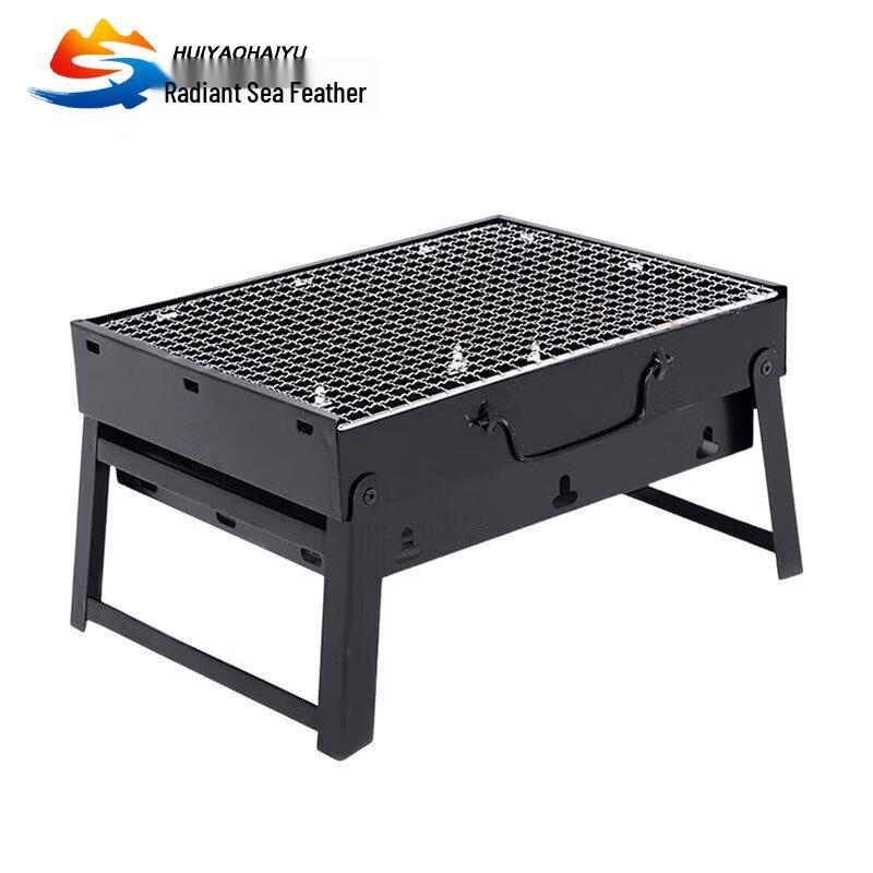 Черный стальной угольный гриль-барбекю