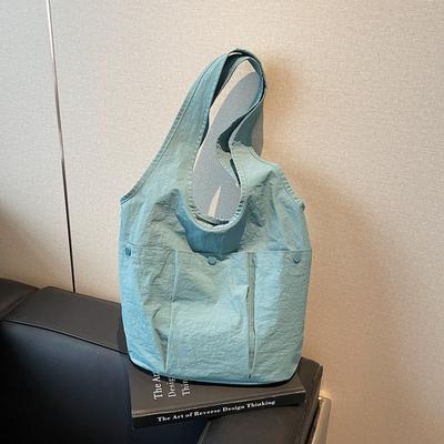 2025 Summer Tote Bag Casual Simple Small Fresh Shoulder Bag Outdoor Cloth Bag Solid Color Women