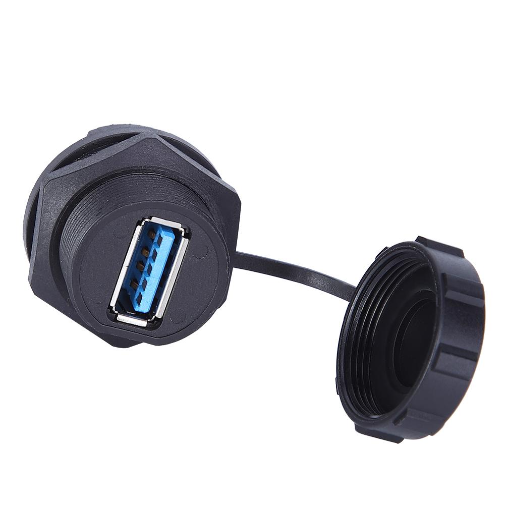Waterproof USB Connector Copper Contact PA66 Insulator USB3.0 Double Female Dustproof Cover