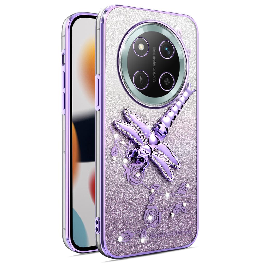 KADEM Pouzdro pro For Honor X60 Pro 5G/X9c 5G/Magic7 Lite 5G Pouzdro Vážka Stojánek TPU Květiny Třpytivý Kryt na Telefon